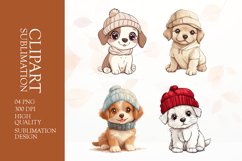 Watercolor winter dog clipart sublimation png Product Image 1