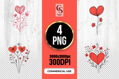 Hand Drawn Heart Flower Illustration Clipart Sublimation PNG Product Image 1