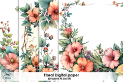 Floral digital paper, background clipart Product Image 1