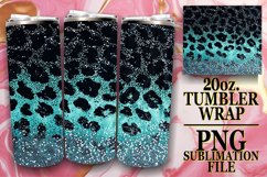 Glitter Leopard &amp; Flower Tumbler Wrap - Sublimation Glam Product Image 1