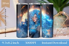 Aquarius Zodiac Sign Tumbler Wrap, Astrology Sublimation Product Image 1