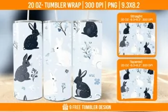 Cute Rabbit Seemless Tumbler Wrap Designs, Sublimation Wrap Product Image 1