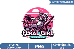 Feral Girl Summer Sublimation, Raccoon Png Product Image 1