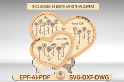 Personalized Birth Month Flowers Double Heart Sign SVG Product Image 1