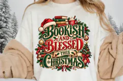 Bookish and Blessed This Christmas PNG, Christmas Books Product Image 2