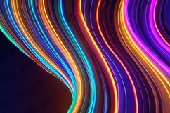 3D Neon Wavy Lines Abstract Background Vibrant Flow Product Image 1