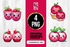 Cute Cherry Dessert Characters Clipart Sublimation PNG Product Image 1
