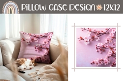 Sakura Pillow Sublimation PNG, Floral Pillow Case Template Product Image 1