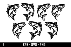 Illustration of a salmon isolated on white background. Product Image 1