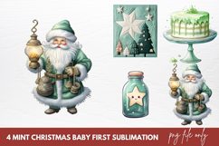 Mint Christmas Baby First Clipart Sublimation Product Image 1