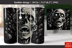 Zombie tumbler sublimation PNG Creepy Halloween tumbler 20oz Product Image 1