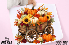 Autumn Pumpkin Wagon Floral PNG Product Image 1