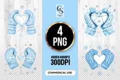 Winter Mittens Heart Clipart Sublimation PNG Product Image 1