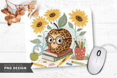 Leopard Print Apple Sunflowers and Pencils Mouse Pad PNG Product Image 1