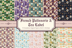 French Patisserie &amp; Tea Label Digital Paper,Vintage Paris Product Image 1