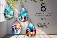 Christmas snowman | 8 Teardrop earring Sublimation designs Product Image 1
