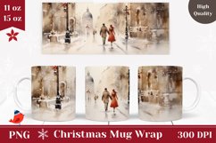 Watercolor Christmas City Mug Design, Christmas Coffee Cup Product Image 1