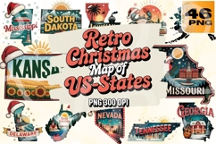 Retro Holiday States Vintage Christmas Map PNG Pack Product Image 1