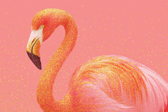 Pink flamingo stands alone against a soft pink background Product Image 1