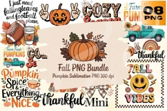 Fall PNG Bundle - Pumpkin Sublimation PNG - 8 Designs Product Image 1
