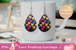Valentine Teardrop Earring PNG, Neon Love Earrings Design Product Image 1