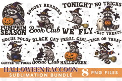 Funny Sarcastic Feral Witch Raccoon Halloween PNG DTF Bundle Product Image 1