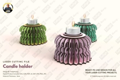 Geometric Tea Light Holder Laser Cut Design Files, SVG Product Image 1