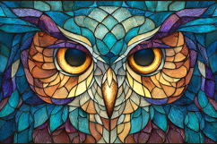Stained Glass Owl Face Portrait Art Background Product Image 1