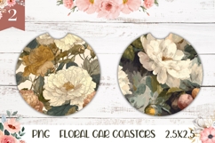 Pastel Flowers Car Coasters, Summer Round Coaster Template Product Image 1