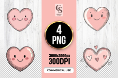 Cute Blush Heart Faces Clipart Sublimation PNG Product Image 1
