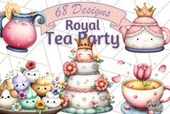 Princess Tea Party PNG Clipart with Teacups &amp; Fancy Treats Product Image 1