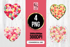 Rose Flower Heart Clipart Sublimation PNG Product Image 1