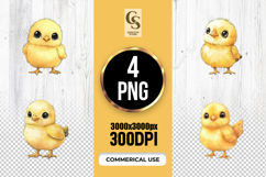 Cute Baby Chick Watercolor Clipart Sublimation PNG Product Image 1