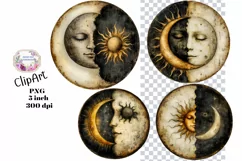 Moon, Sun, Stars, Fantasy, Ephemera, PNG, Clipart Product Image 1