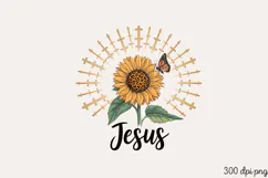 Jesus PNG, Sunflower Christian Sublimation PNG Product Image 2