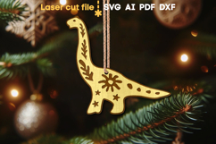 Dinosaur Christmas Ornament SVG laser cut file for Glowforge Product Image 1