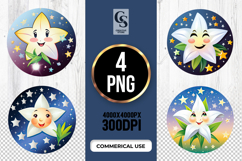 Smiling Star Flower Clipart Sublimation PNG Product Image 1