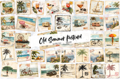 1920s Summer Postcard Clipart Set of 40 Png Product Image 1