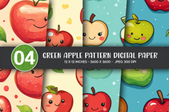 Green Apple Pattern Digital Paper Product Image 1
