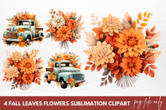 Fall Leaves Flowers Sublimation Clipart Product Image 1