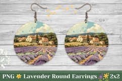 Lavender Flowers Round Earrings, Floral Earrings Design Product Image 1