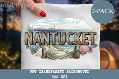 Nantucket Island PNG, Vintage Lighthouse Sailing Sublimation Product Image 1