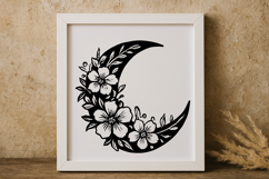 Floral Crescent Moon SVG Product Image 1