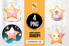 Cute Star With Lights Clipart Sublimation PNG Product Image 1