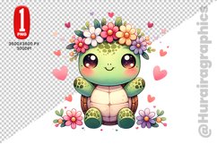 Cute Turtle Clipart - PNG File Product Image 1