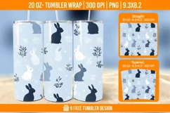 Cute Rabbit Seemless Tumbler Wrap Designs, Sublimation Wrap Product Image 1