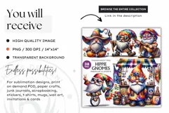 Hippie Gnomes clipart, Flower power clipart, gnome png Product Image 2