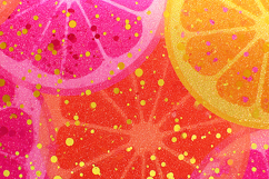 Citrus slices with yellow dots on a pink background Product Image 1