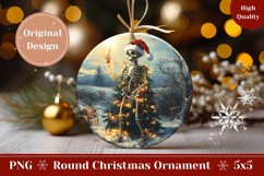 Christmas Skeleton Ornament, Merry Christmas Round Ornament Product Image 1
