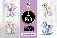 Cute Pastel Baby Dragon Illustration Clipart Sublimation PNG Product Image 1